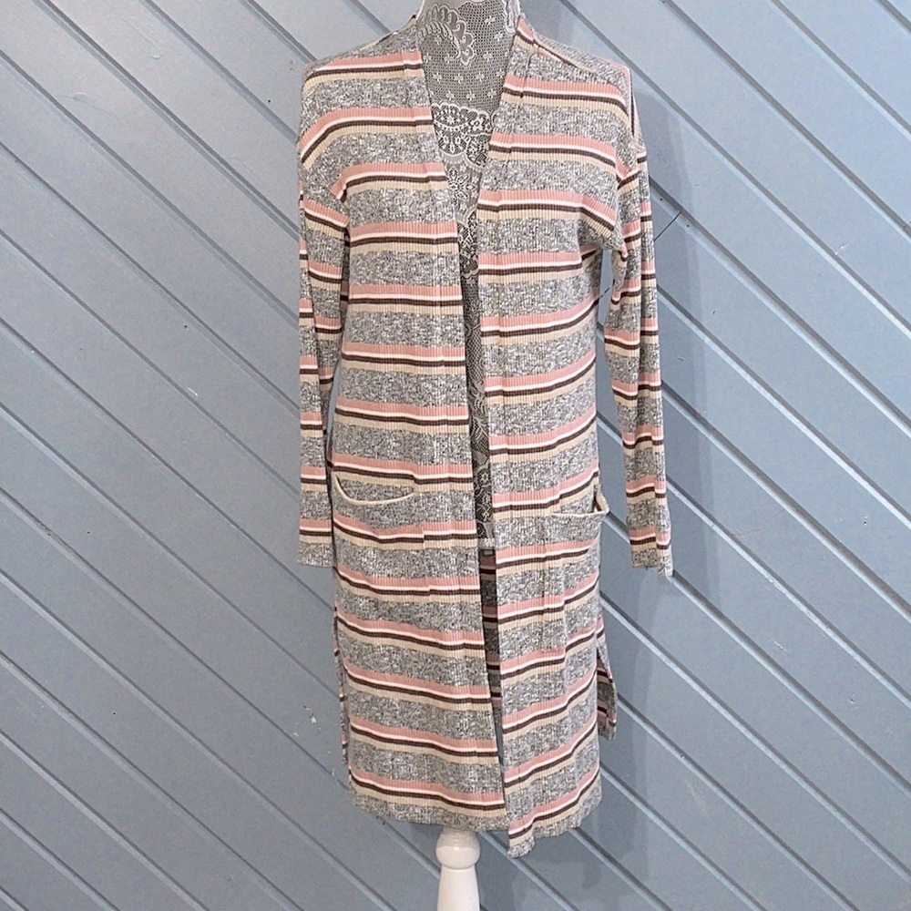 Allison Joy• Evereve stripped heathered long sleeve duster cardigan